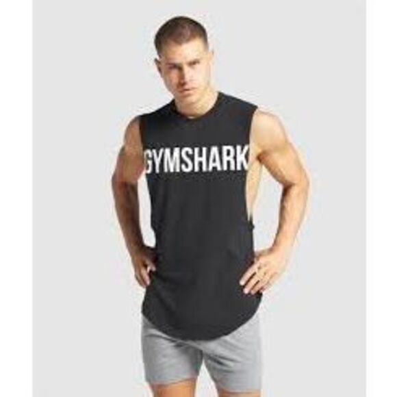 GYMSHARK Men’s Black Bold Drop Armhole Training Tank Top Size Medium - Picture 1 of 4